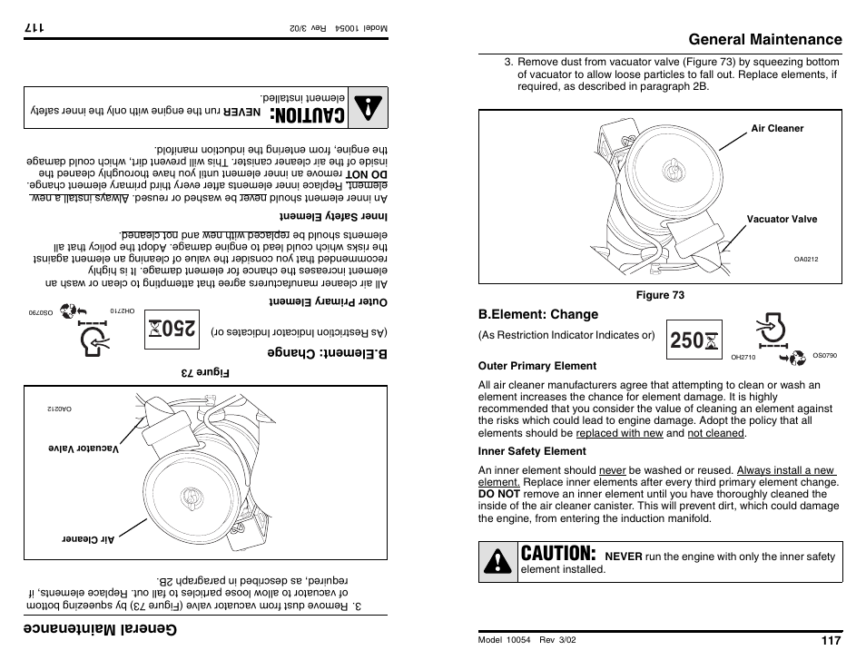 Caution, Ge nera lm ain ten anc e, General maintenance | SkyTrak 10054 Operation Manual User Manual | Page 119 / 200