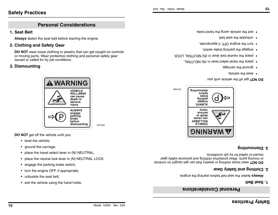 Safety practices, Personal considerations, Safety prac tices | Personalcon sideratio ns | SkyTrak 10054 Operation Manual User Manual | Page 12 / 200
