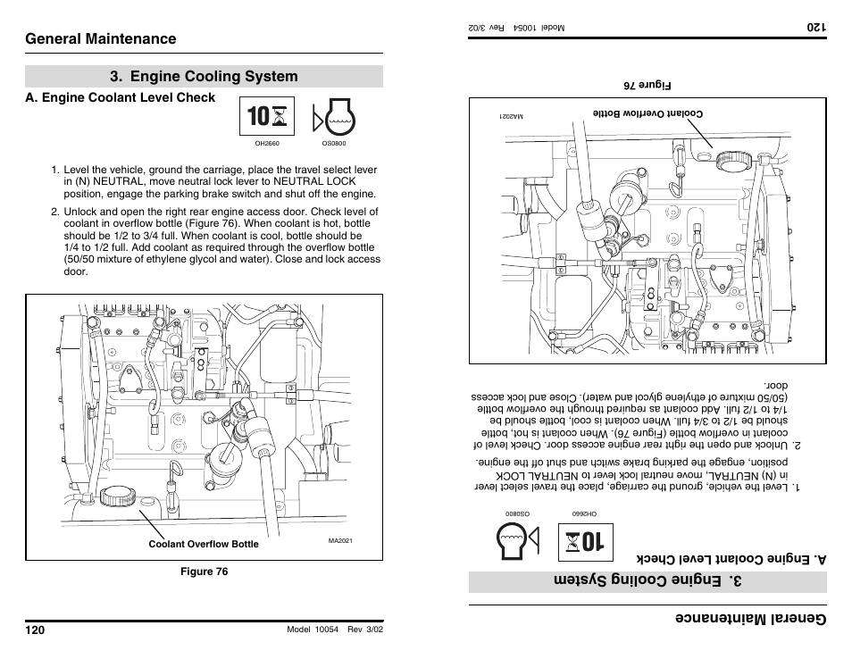 General maintenance, Engine cooling system, General main tenan ce | Engine coolingsys tem | SkyTrak 10054 Operation Manual User Manual | Page 122 / 200