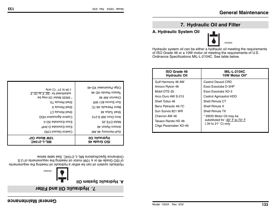 Ge nera lm ain ten anc e, Hydraul icoi land filter, General maintenance | Hydraulic oil and filter | SkyTrak 10054 Operation Manual User Manual | Page 135 / 200