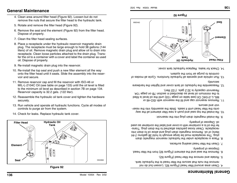 General maintenance, General main tenan ce | SkyTrak 10054 Operation Manual User Manual | Page 138 / 200