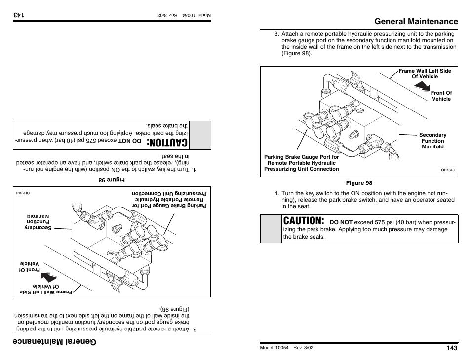 Caution, Ge nera lm ain ten anc e, General maintenance | SkyTrak 10054 Operation Manual User Manual | Page 145 / 200