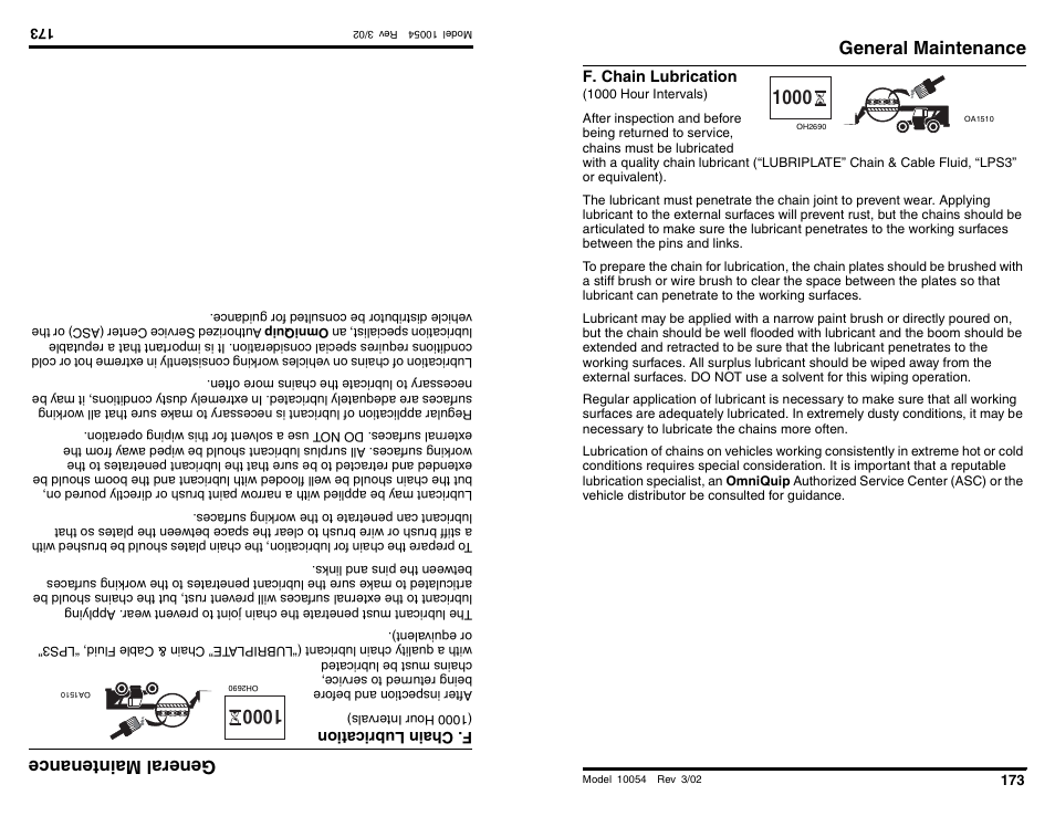 Ge nera lm ain ten anc e, General maintenance | SkyTrak 10054 Operation Manual User Manual | Page 175 / 200