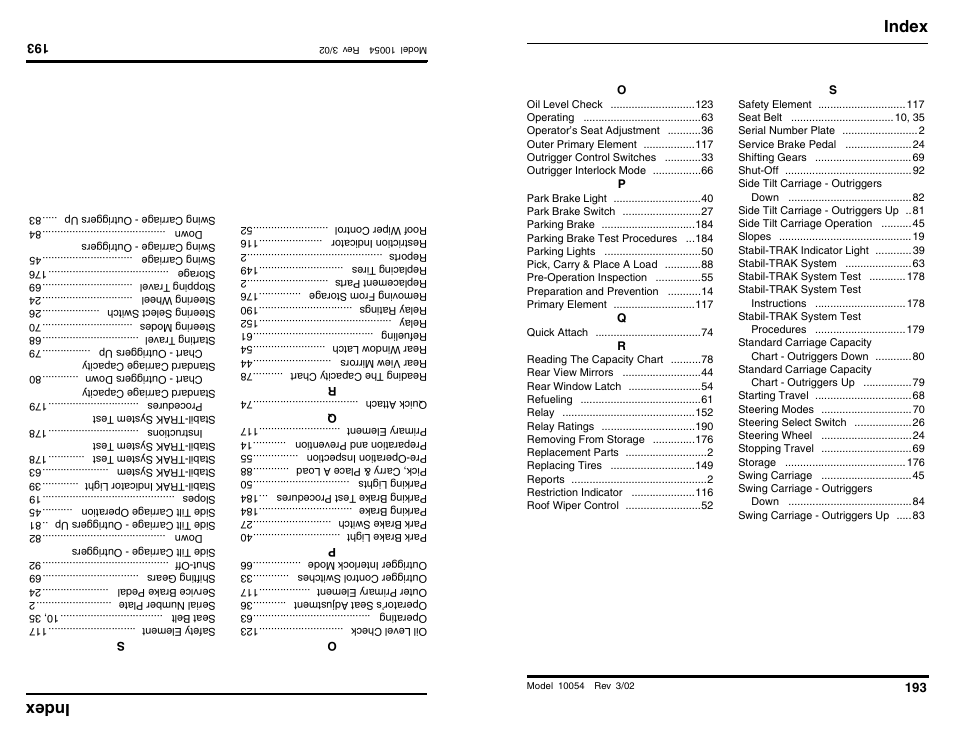 Index | SkyTrak 10054 Operation Manual User Manual | Page 195 / 200