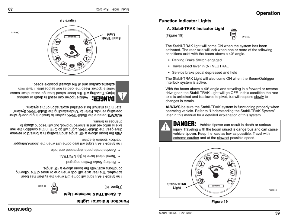 Danger, Oper ati on, Operation | SkyTrak 10054 Operation Manual User Manual | Page 41 / 200