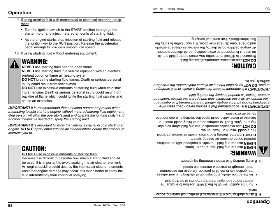 Warning, Caution, Wa rning | Operation, Operati on | SkyTrak 10054 Operation Manual User Manual | Page 60 / 200