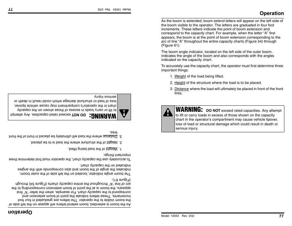 Wa rning, Warning, Oper ati on | Operation | SkyTrak 10054 Operation Manual User Manual | Page 79 / 200