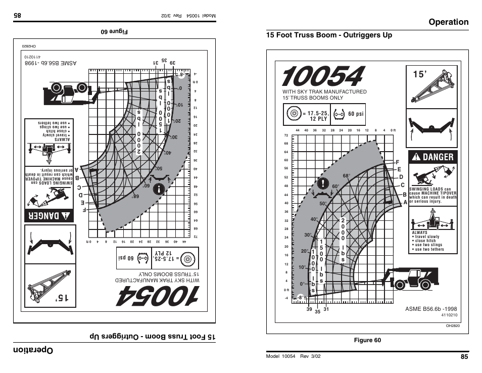 Oper ati on, Operation, 15foot truss boom -o utri ggersup | 15 foot truss boom - outriggers up | SkyTrak 10054 Operation Manual User Manual | Page 87 / 200
