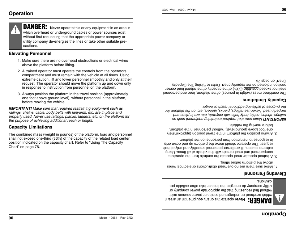 Danger, Operation, Operati on | SkyTrak 10054 Operation Manual User Manual | Page 92 / 200