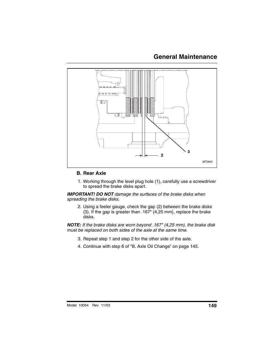 B. rear axle, General maintenance | SkyTrak 10054 Operation Manual User Manual | Page 151 / 208