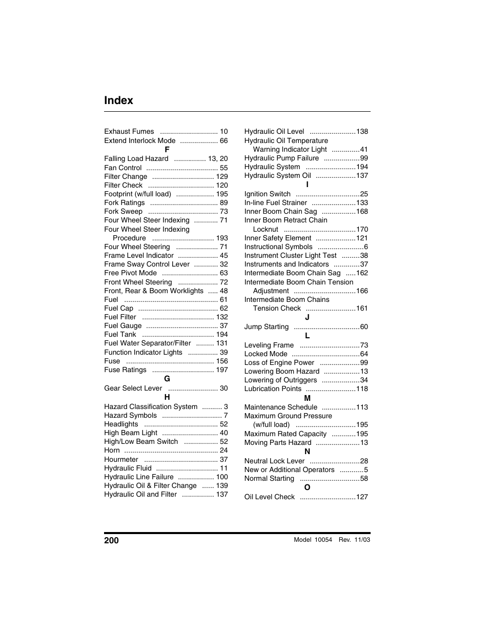 Index | SkyTrak 10054 Operation Manual User Manual | Page 202 / 208