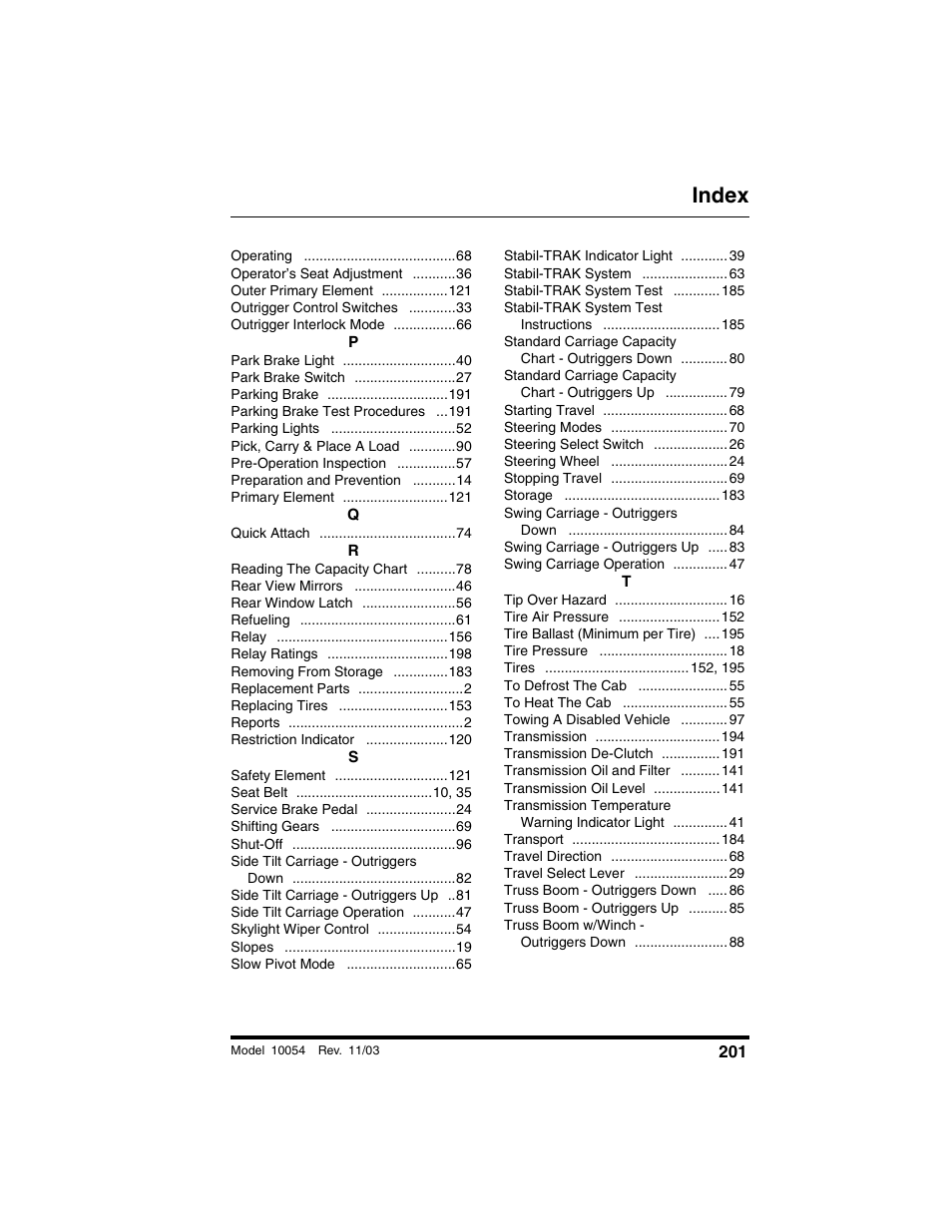 Index | SkyTrak 10054 Operation Manual User Manual | Page 203 / 208