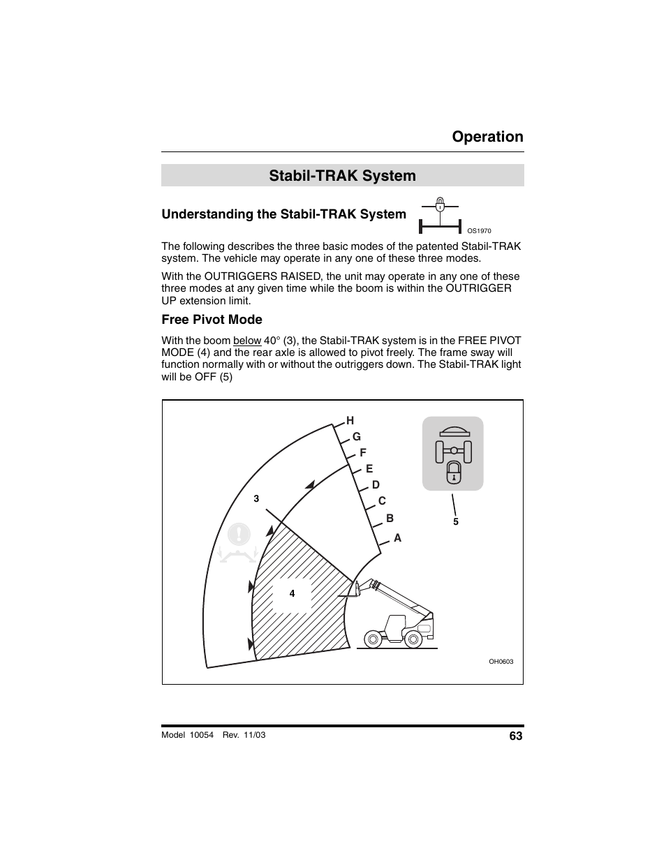 Stabil-trak system, Understanding the stabil-trak system, Free pivot mode | Operation | SkyTrak 10054 Operation Manual User Manual | Page 65 / 208