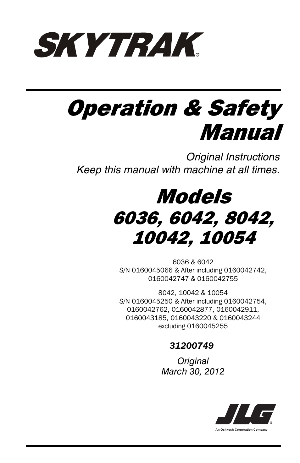 SkyTrak 6036 Operation Manual User Manual | 154 pages