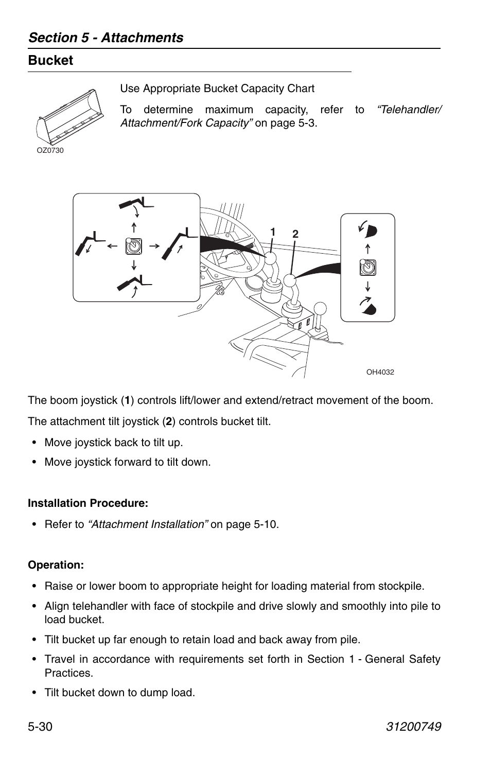 Bucket, Bucket -30 | SkyTrak 6036 Operation Manual User Manual | Page 100 / 154