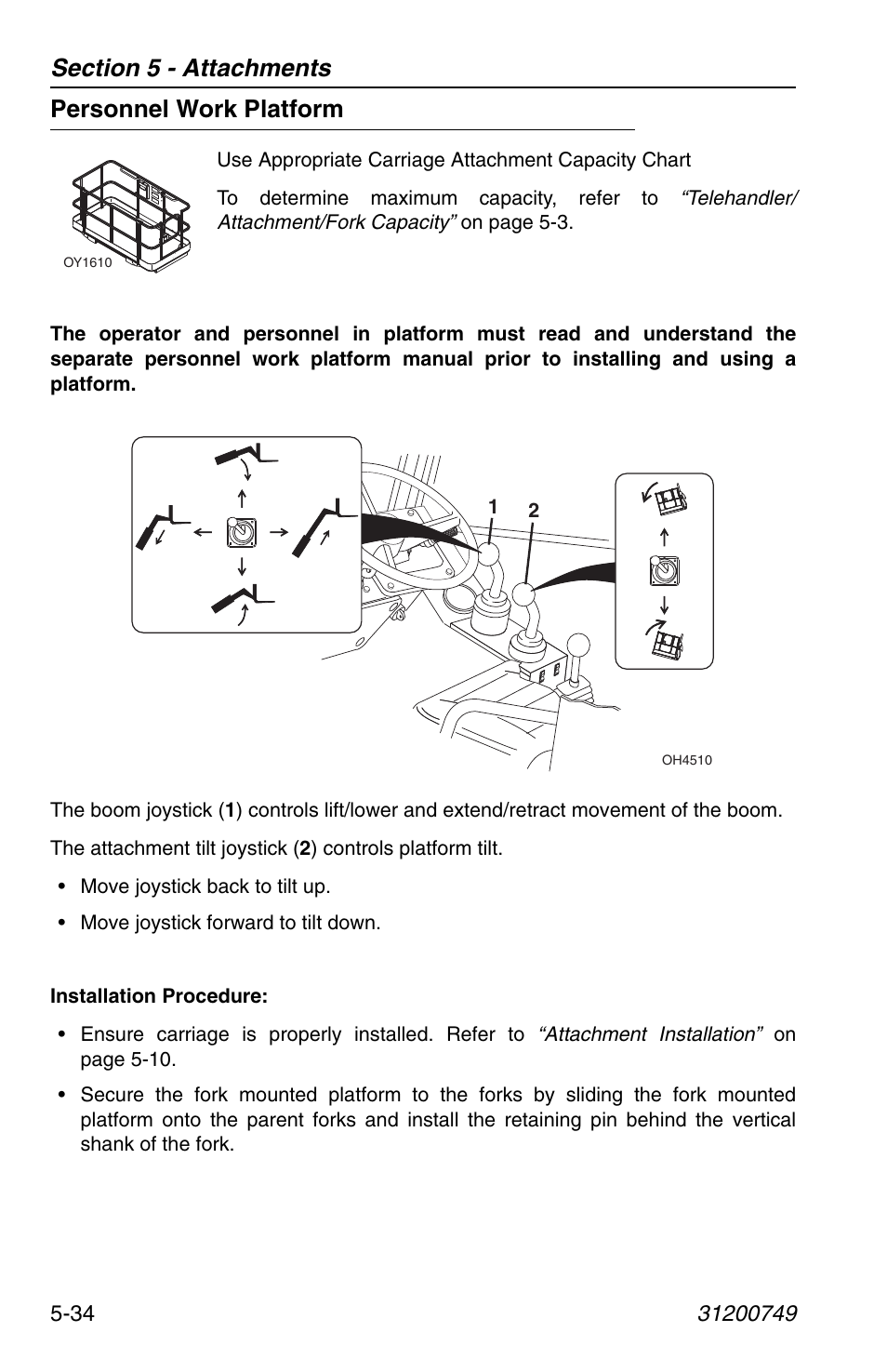 Personnel work platform, Personnel work platform -34 | SkyTrak 6036 Operation Manual User Manual | Page 104 / 154