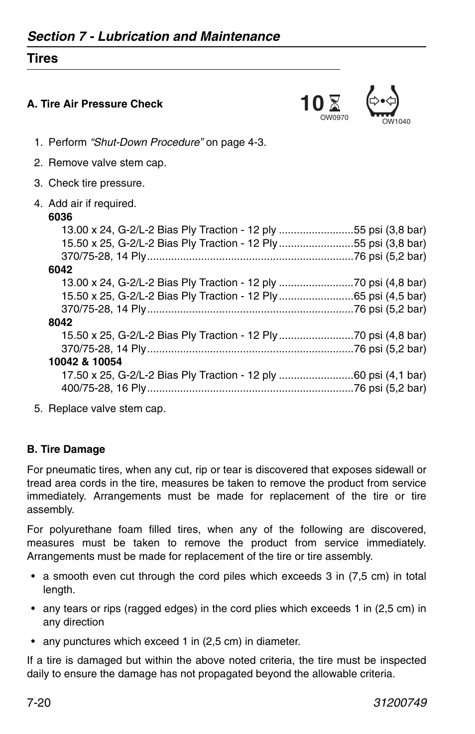 Tires, Tires -20 | SkyTrak 6036 Operation Manual User Manual | Page 128 / 154