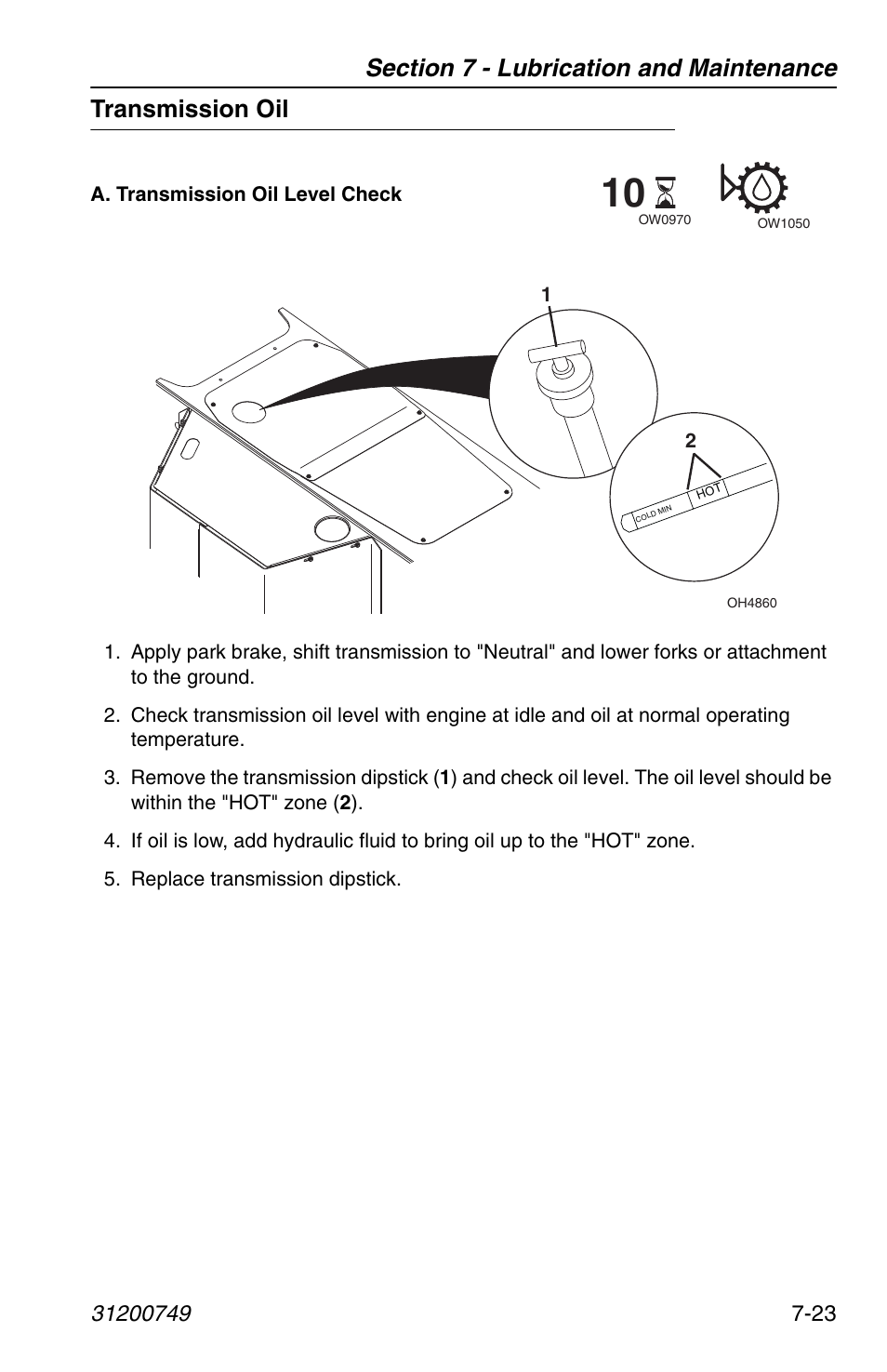 Transmission oil, Transmission oil -23 | SkyTrak 6036 Operation Manual User Manual | Page 131 / 154