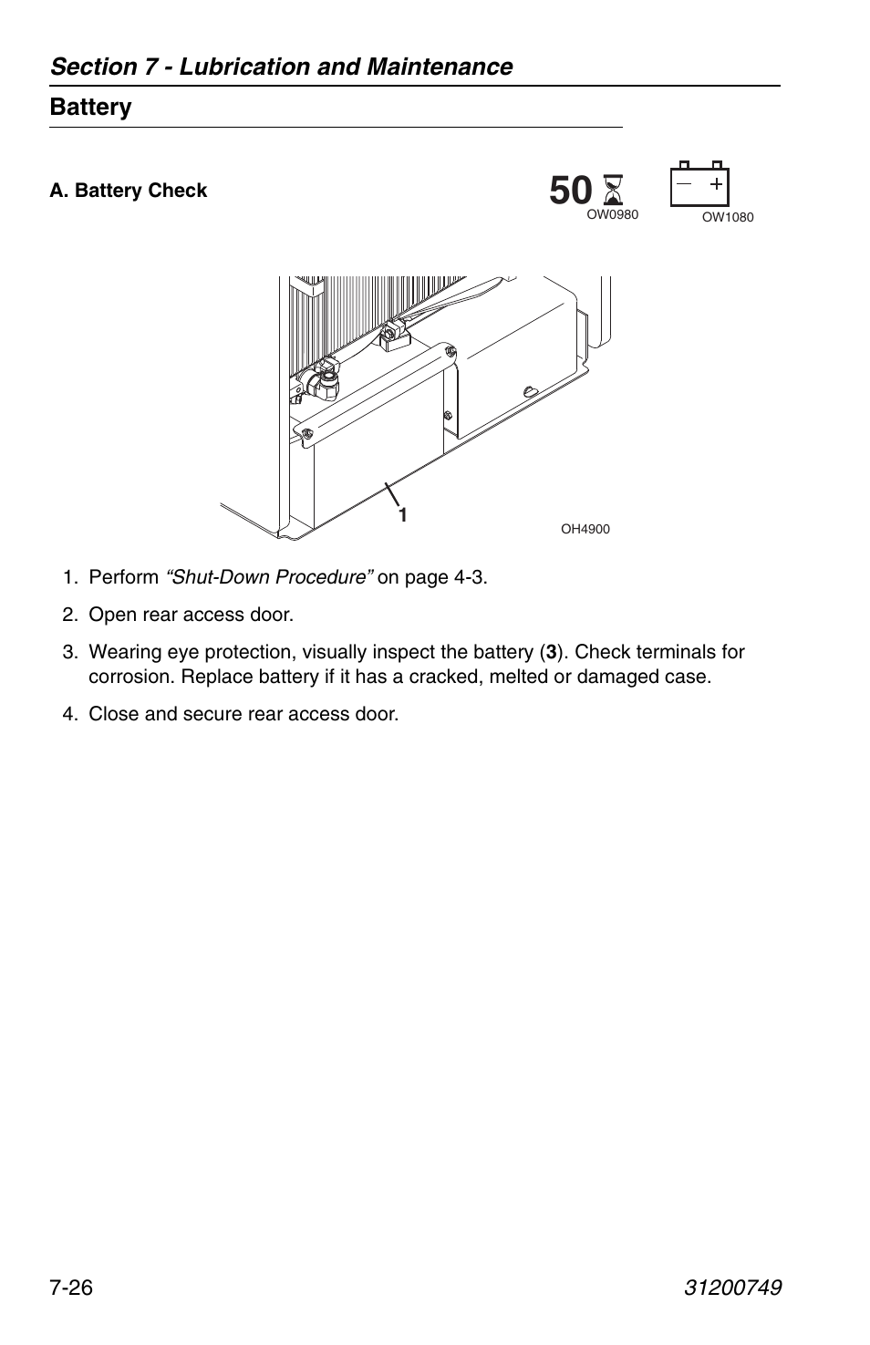 Battery, Battery -26 | SkyTrak 6036 Operation Manual User Manual | Page 134 / 154