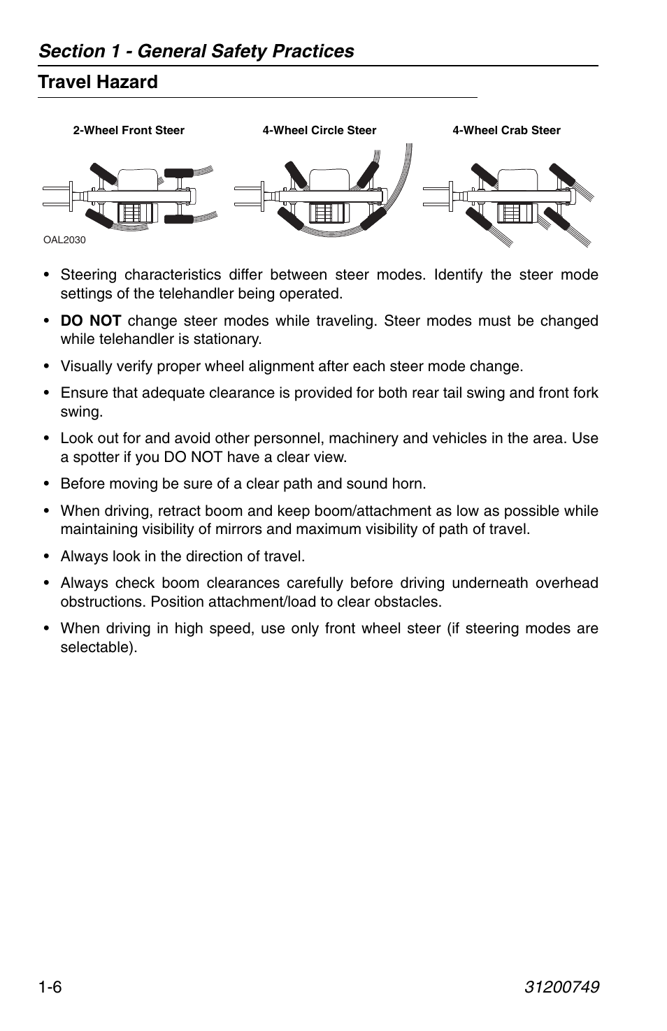 Travel hazard, Travel hazard -6 | SkyTrak 6036 Operation Manual User Manual | Page 16 / 154