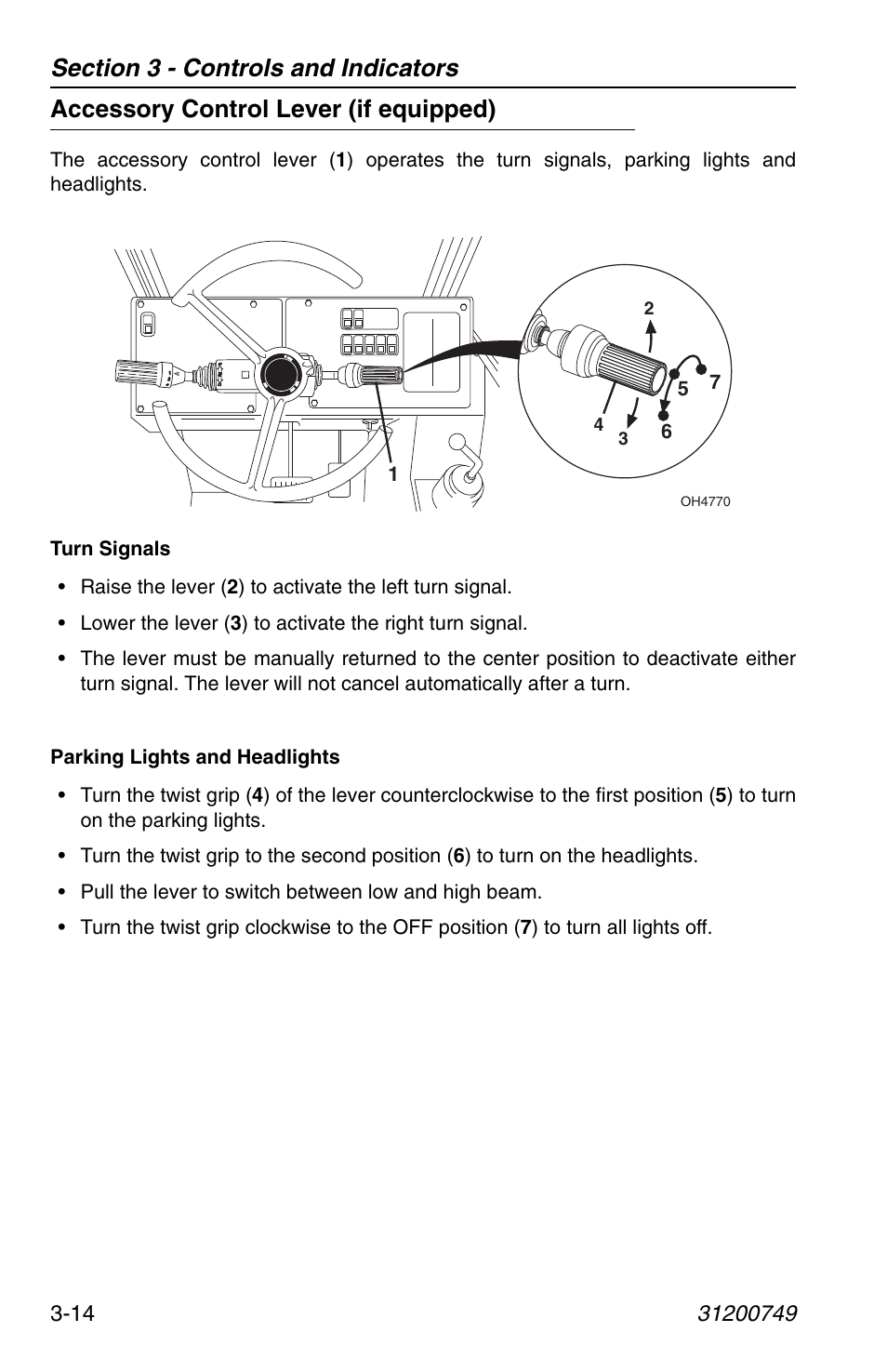 Accessory control lever (if equipped), Accessory control lever (if equipped) -14 | SkyTrak 6036 Operation Manual User Manual | Page 52 / 154