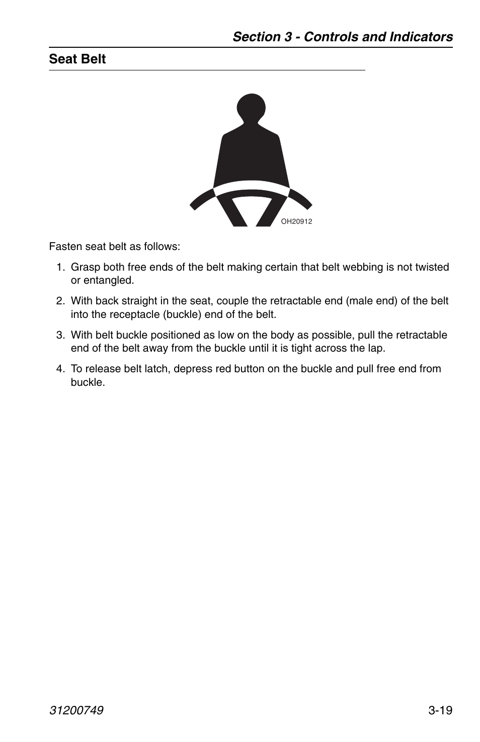 Seat belt, Seat belt -19 | SkyTrak 6036 Operation Manual User Manual | Page 57 / 154