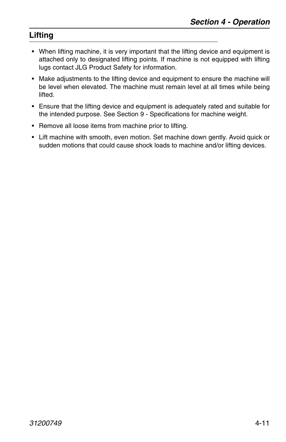 Lifting, Lifting -11 | SkyTrak 6036 Operation Manual User Manual | Page 69 / 154