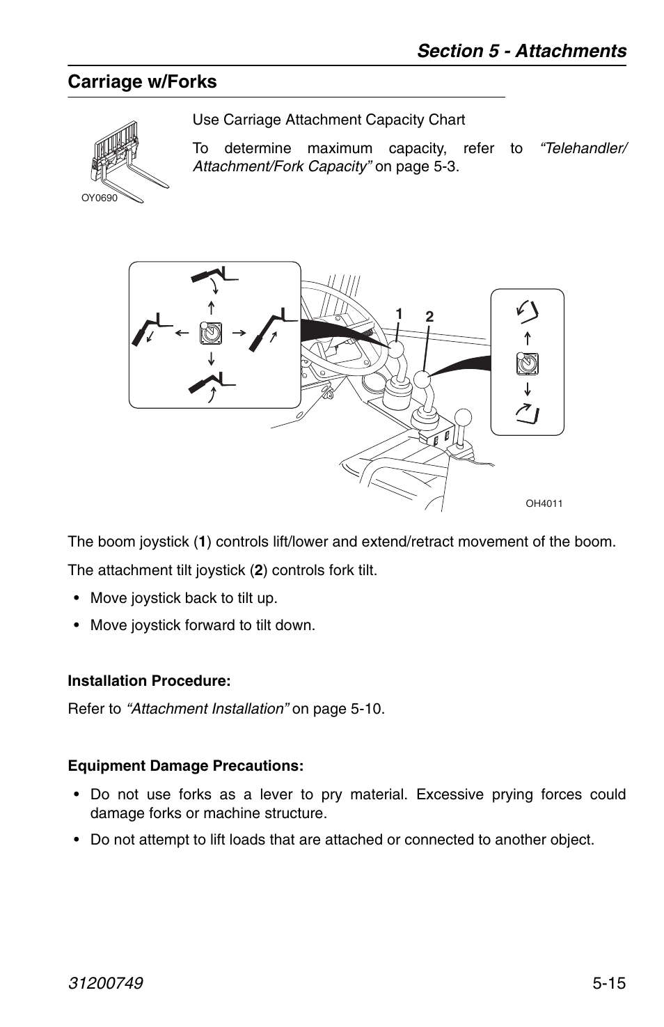 Carriage w/forks, Carriage w/forks -15 | SkyTrak 6036 Operation Manual User Manual | Page 85 / 154