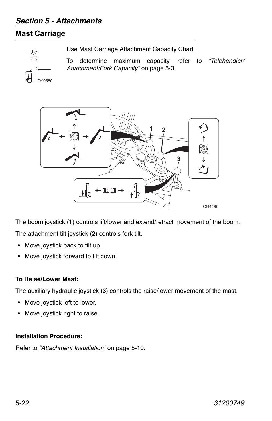 Mast carriage, Mast carriage -22 | SkyTrak 6036 Operation Manual User Manual | Page 92 / 154