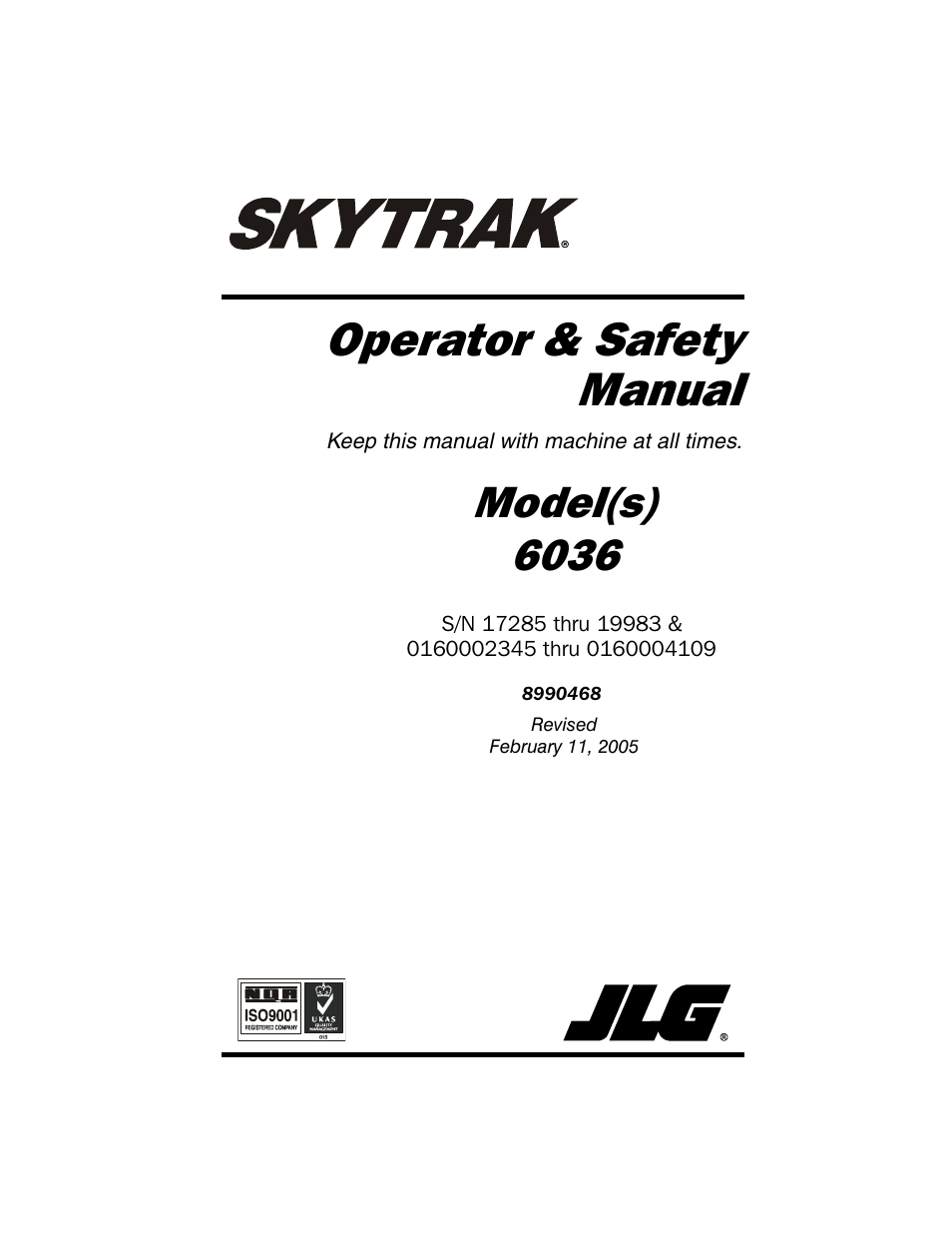 SkyTrak 6036 Operation Manual User Manual | 180 pages
