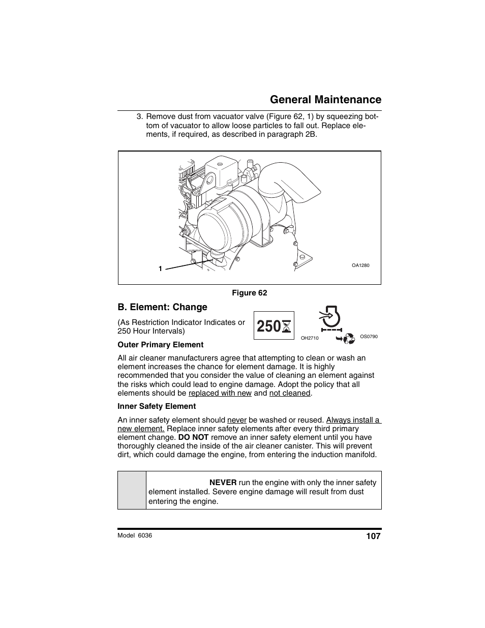 Caution, General maintenance | SkyTrak 6036 Operation Manual User Manual | Page 113 / 180