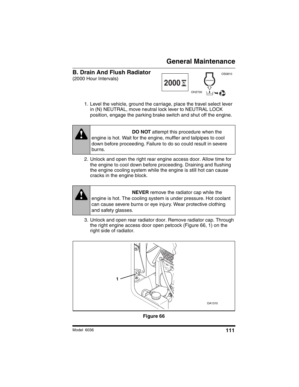 Warning, General maintenance | SkyTrak 6036 Operation Manual User Manual | Page 117 / 180
