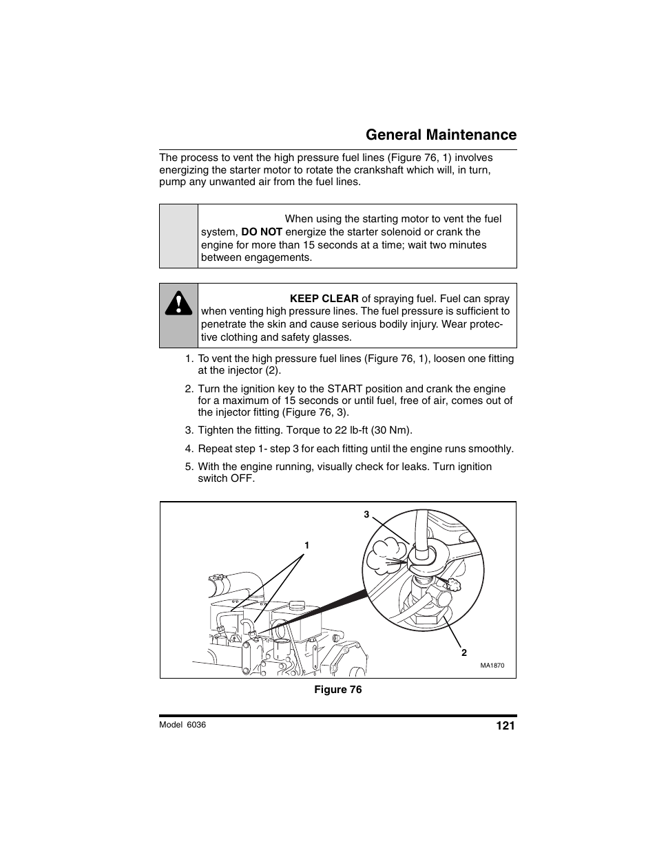 Caution, Warning, General maintenance | SkyTrak 6036 Operation Manual User Manual | Page 127 / 180