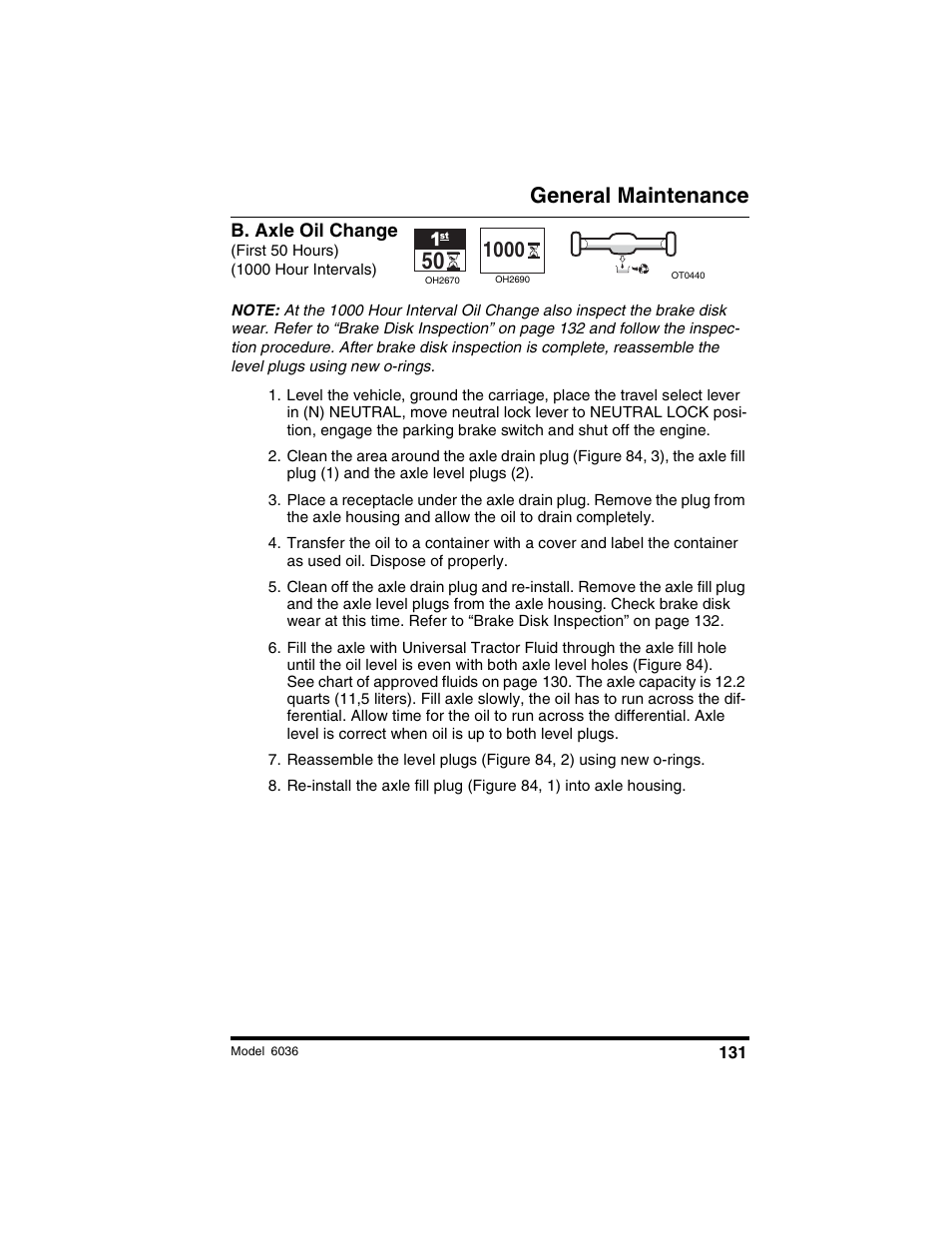 General maintenance | SkyTrak 6036 Operation Manual User Manual | Page 137 / 180