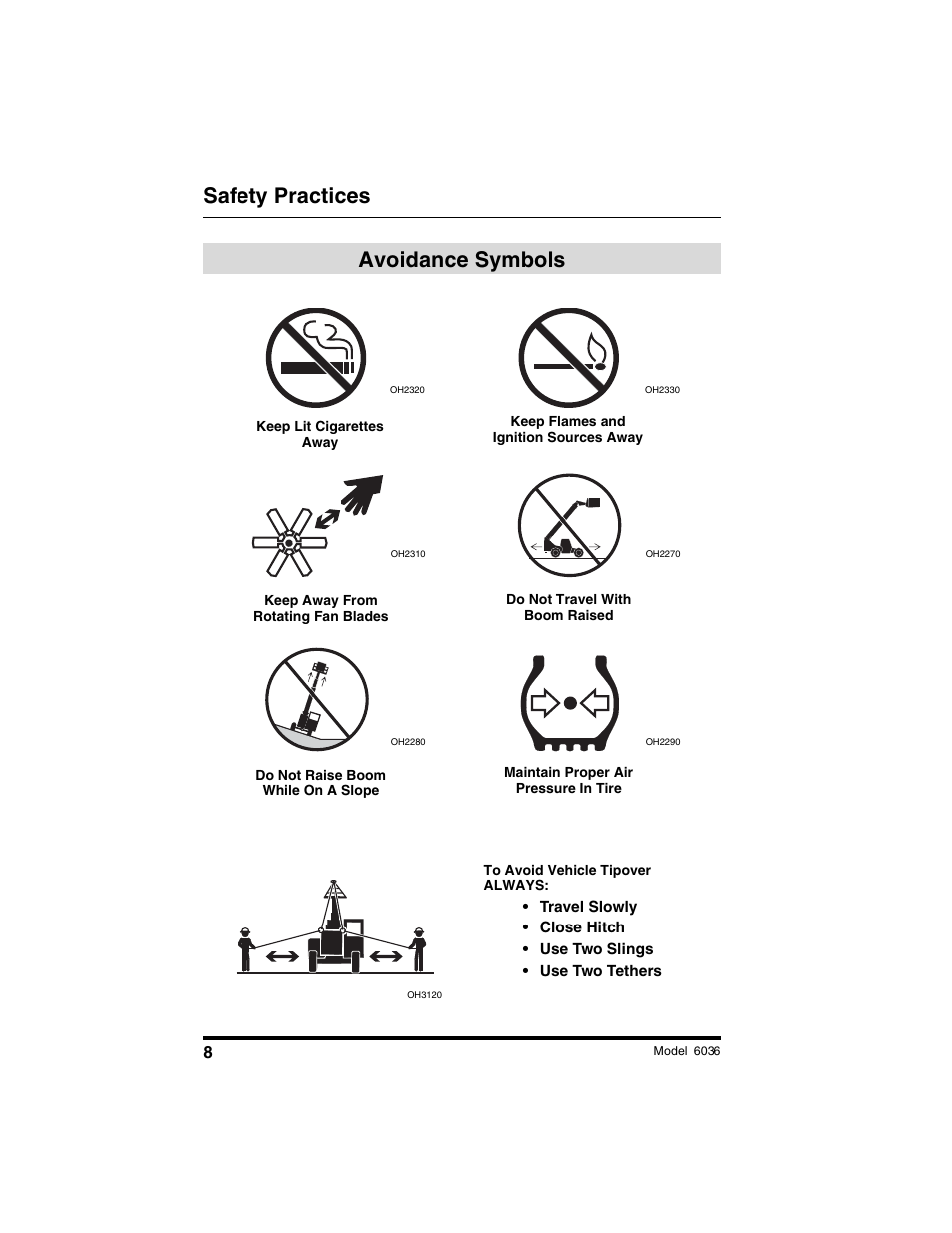 Safety practices avoidance symbols | SkyTrak 6036 Operation Manual User Manual | Page 14 / 180