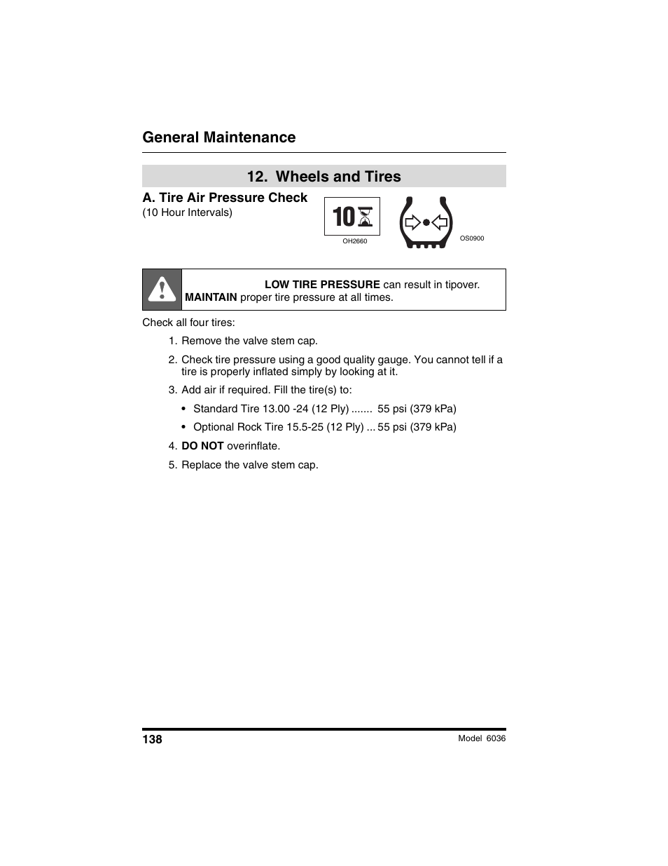 Danger, General maintenance, Wheels and tires | SkyTrak 6036 Operation Manual User Manual | Page 144 / 180