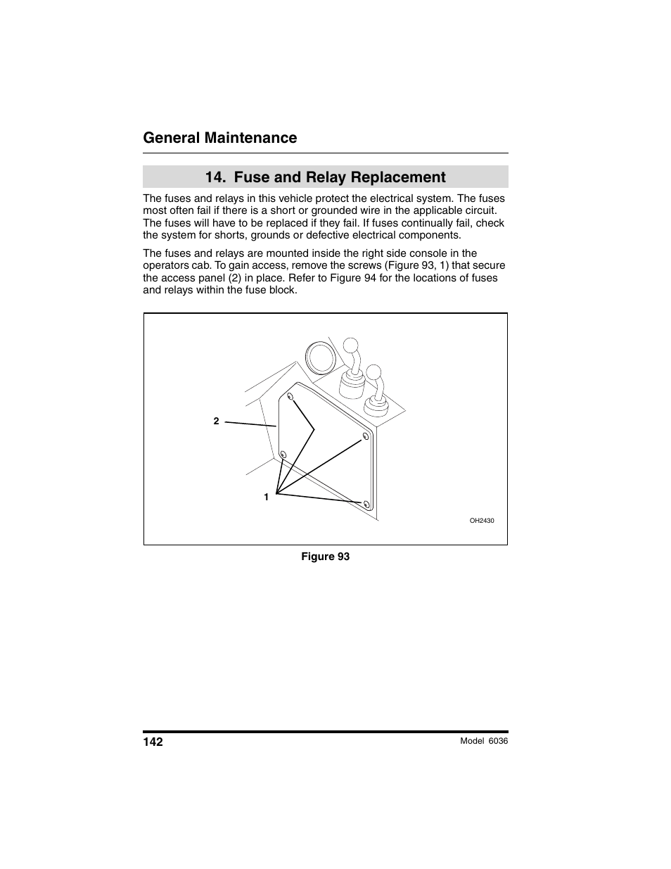 General maintenance, Fuse and relay replacement | SkyTrak 6036 Operation Manual User Manual | Page 148 / 180