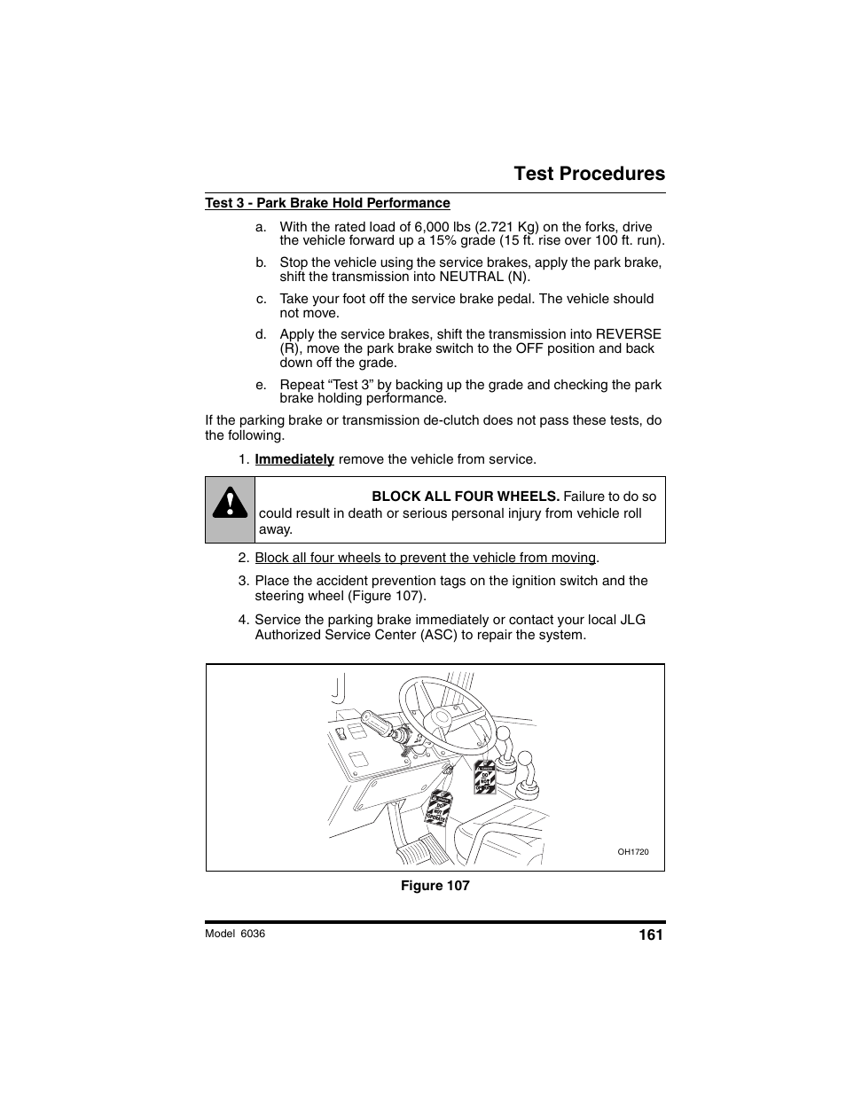 Warning, Test procedures | SkyTrak 6036 Operation Manual User Manual | Page 167 / 180