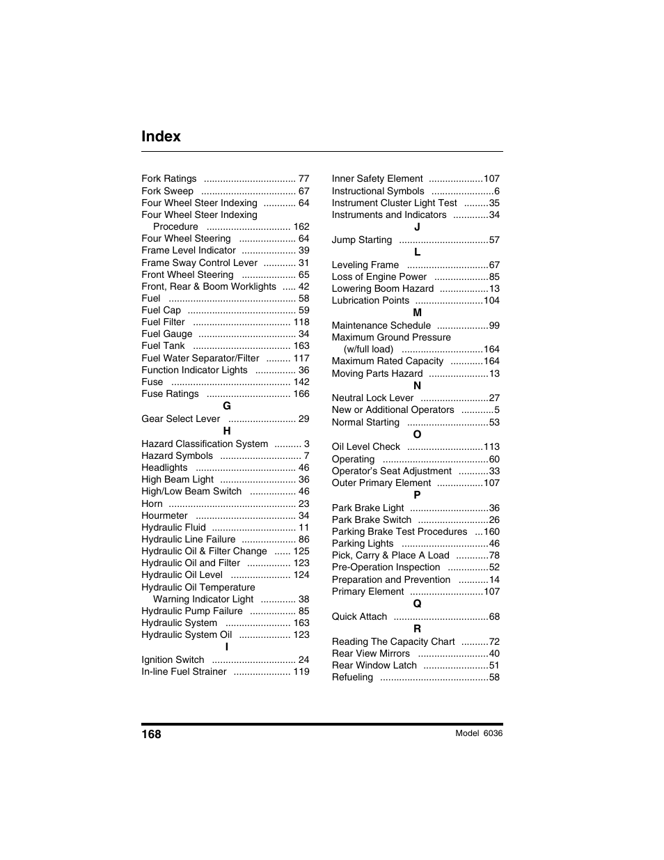 Index | SkyTrak 6036 Operation Manual User Manual | Page 174 / 180