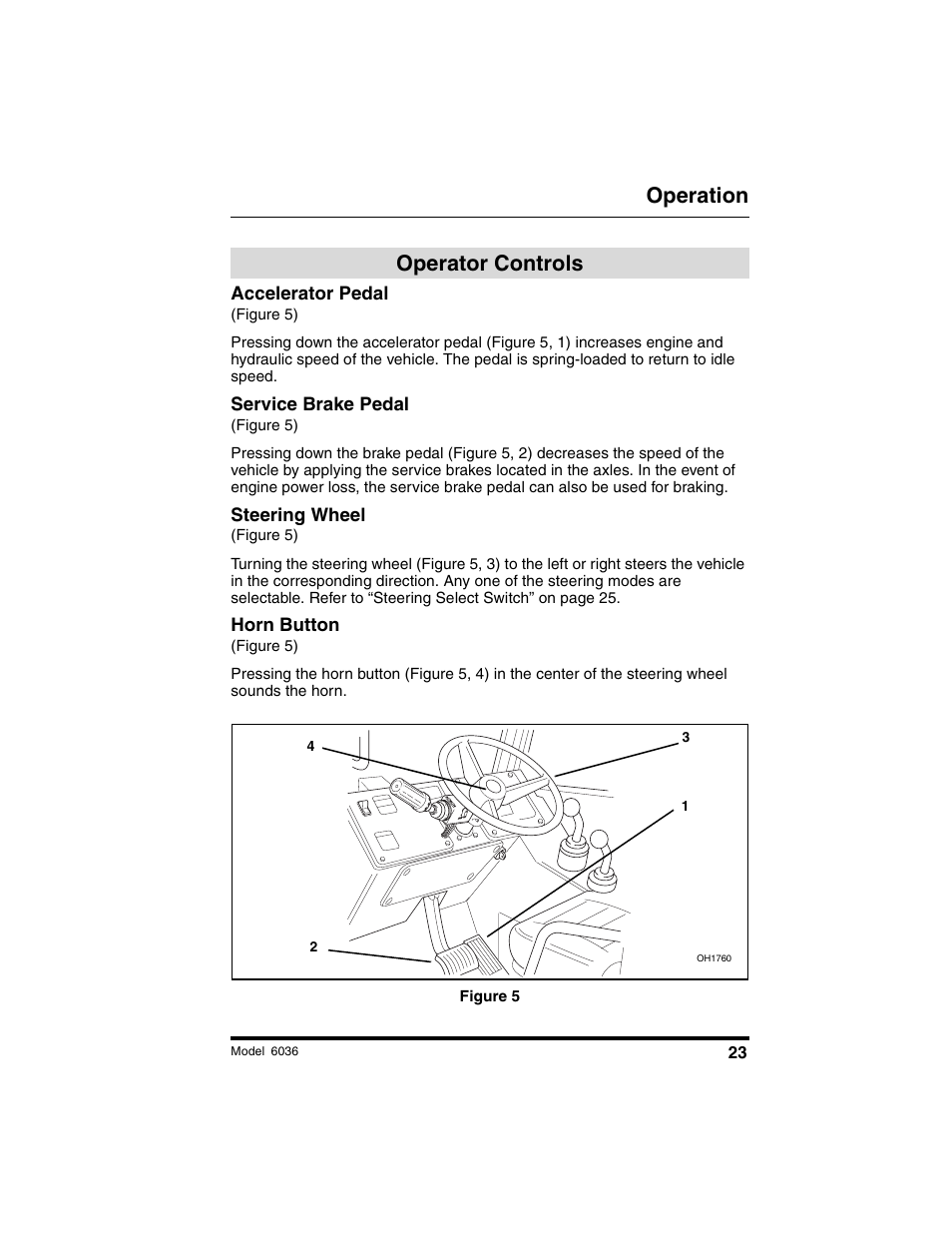 Operation, Operator controls | SkyTrak 6036 Operation Manual User Manual | Page 29 / 180