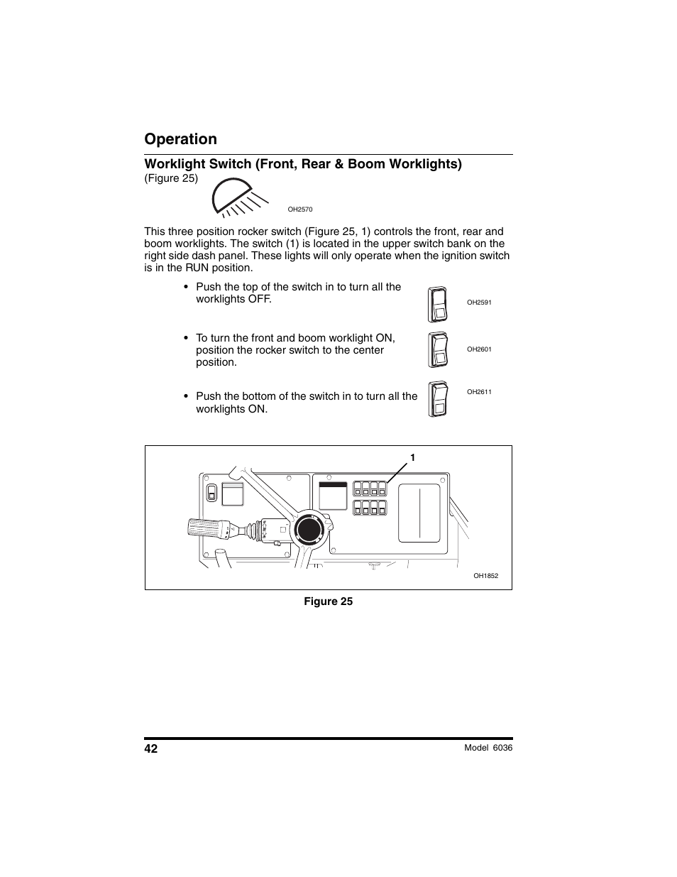 Operation, Worklight switch (front, rear & boom worklights) | SkyTrak 6036 Operation Manual User Manual | Page 48 / 180