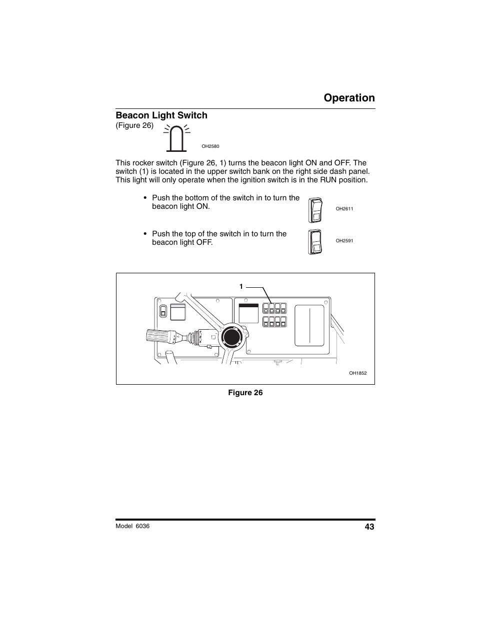 Operation, Beacon light switch | SkyTrak 6036 Operation Manual User Manual | Page 49 / 180