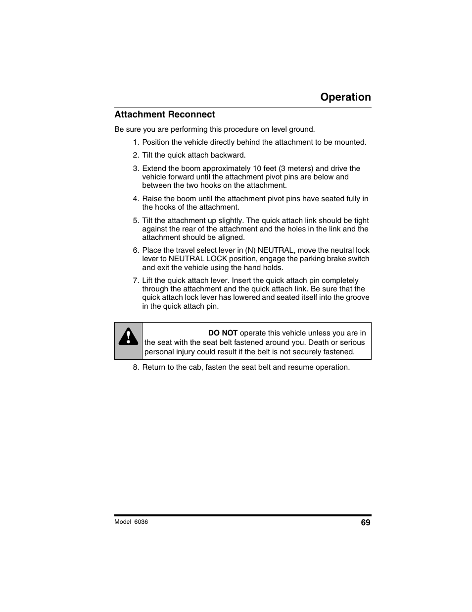 Warning, Operation | SkyTrak 6036 Operation Manual User Manual | Page 75 / 180