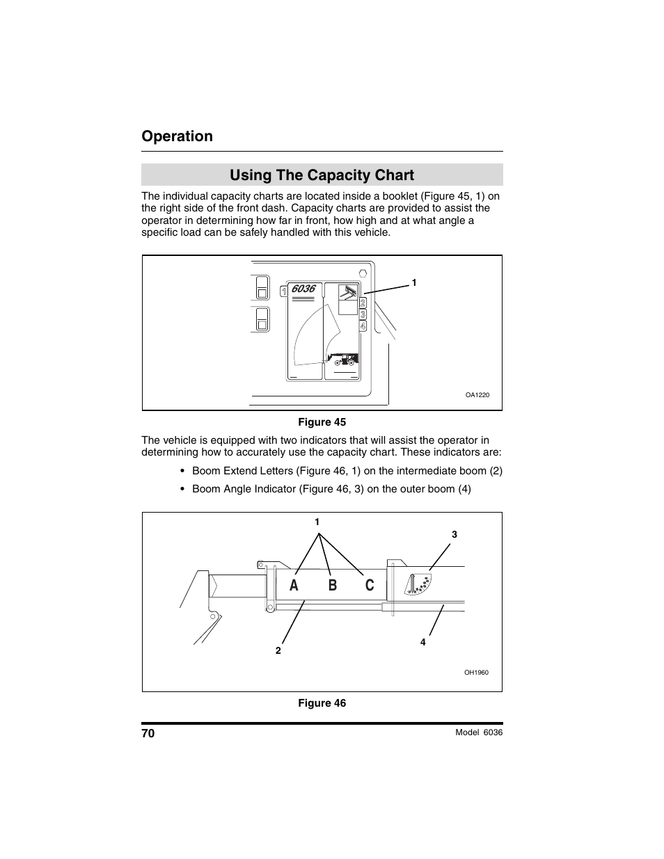 Operation, Using the capacity chart | SkyTrak 6036 Operation Manual User Manual | Page 76 / 180