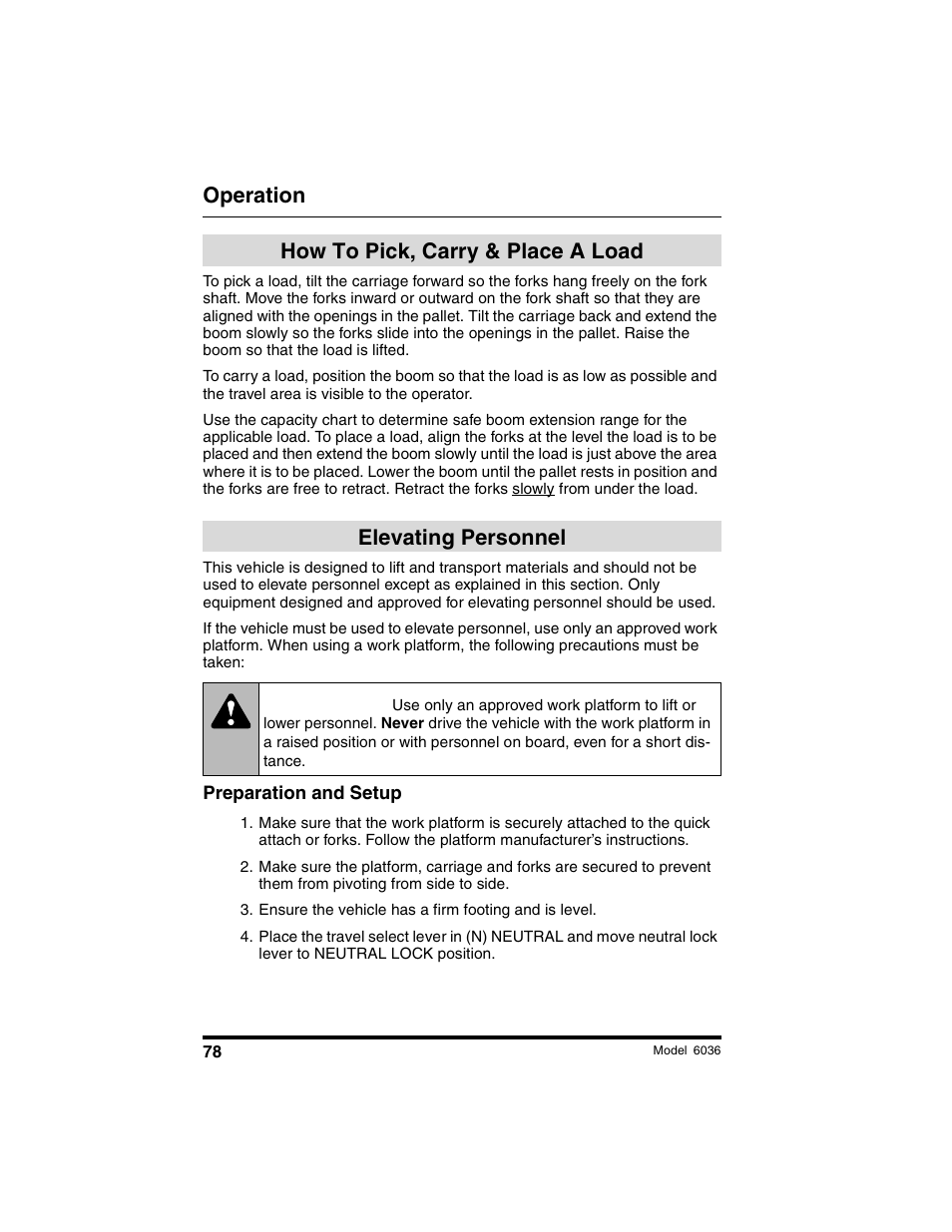 Warning, Operation | SkyTrak 6036 Operation Manual User Manual | Page 84 / 180