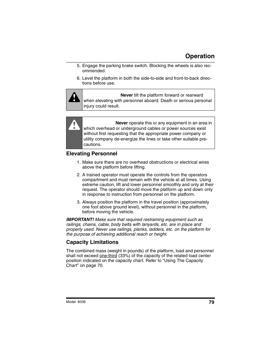 Warning, Danger, Operation | SkyTrak 6036 Operation Manual User Manual | Page 85 / 180