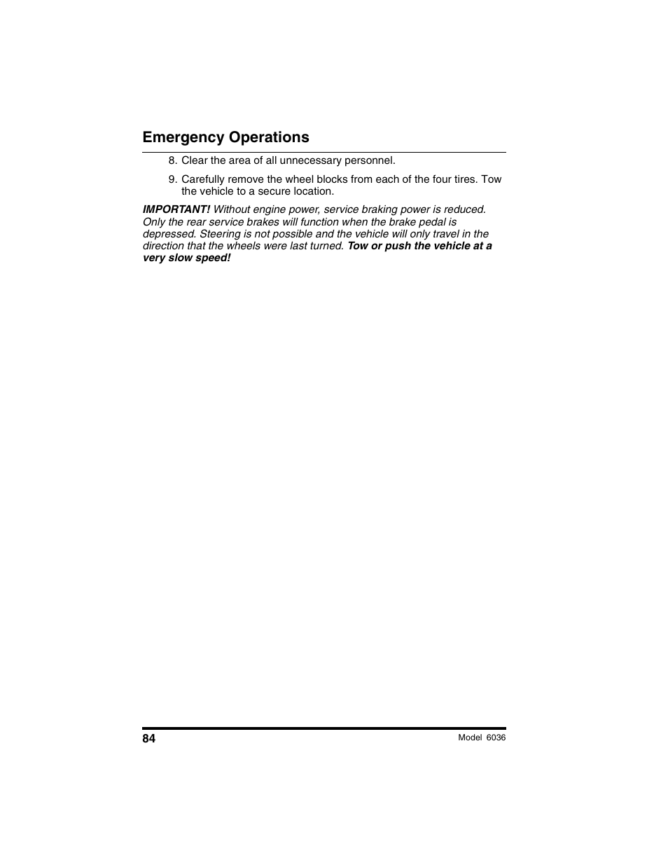 Emergency operations | SkyTrak 6036 Operation Manual User Manual | Page 90 / 180