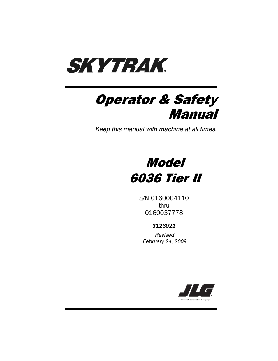 SkyTrak 6036 Tier II Operation Manual User Manual | 188 pages