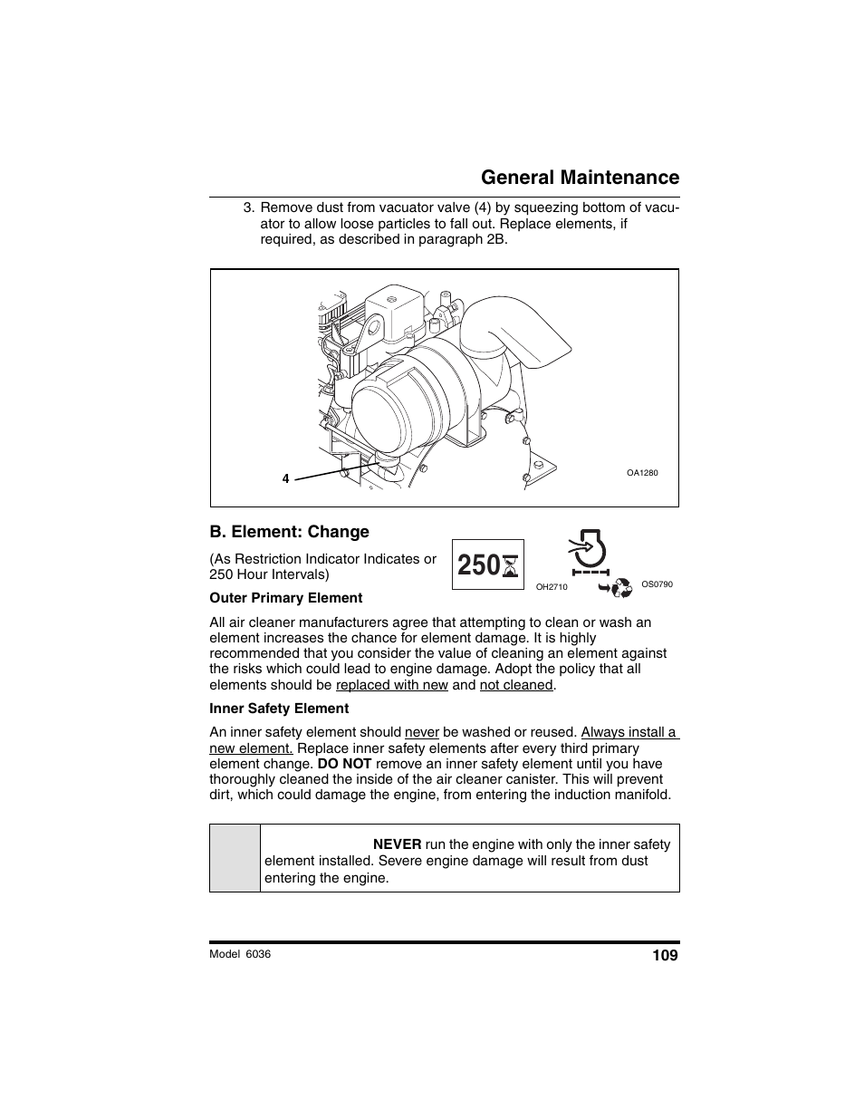 Caution, General maintenance | SkyTrak 6036 Tier II Operation Manual User Manual | Page 115 / 188