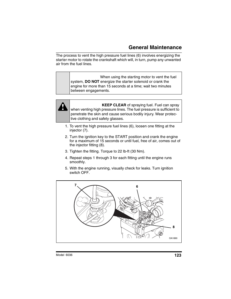 Caution, Warning, General maintenance | SkyTrak 6036 Tier II Operation Manual User Manual | Page 129 / 188